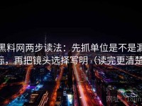 黑料网两步读法：先抓单位是不是漏标，再把镜头选择写明（读完更清楚）