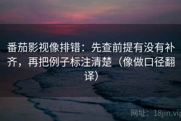 番茄影视像排错：先查前提有没有补齐，再把例子标注清楚（像做口径翻译）